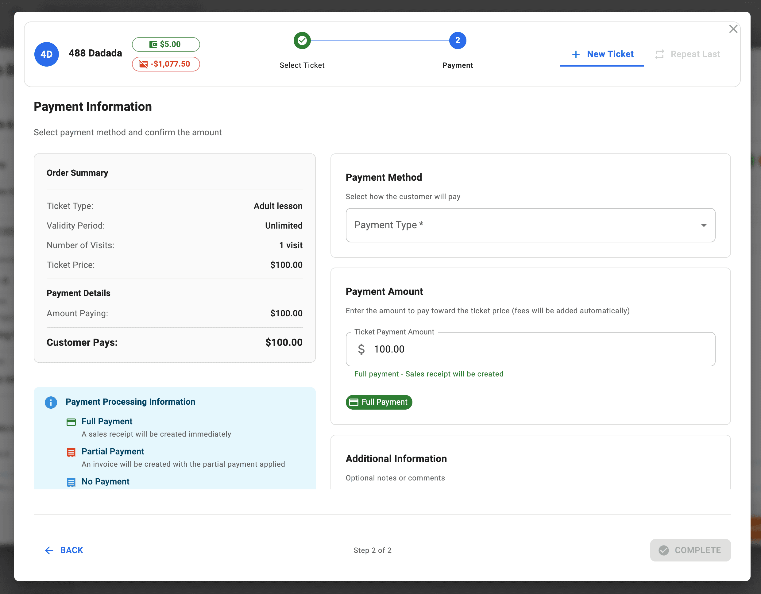 Mobile class checkout