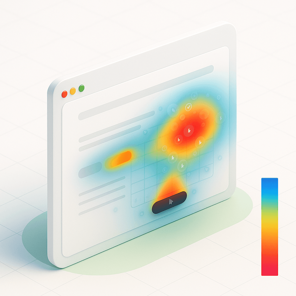 Abstract click heatmap over a page layout