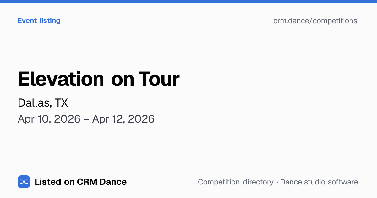 Elevation on Tour | Dallas, TX | Apr 10, 2026 – Apr 12, 2026