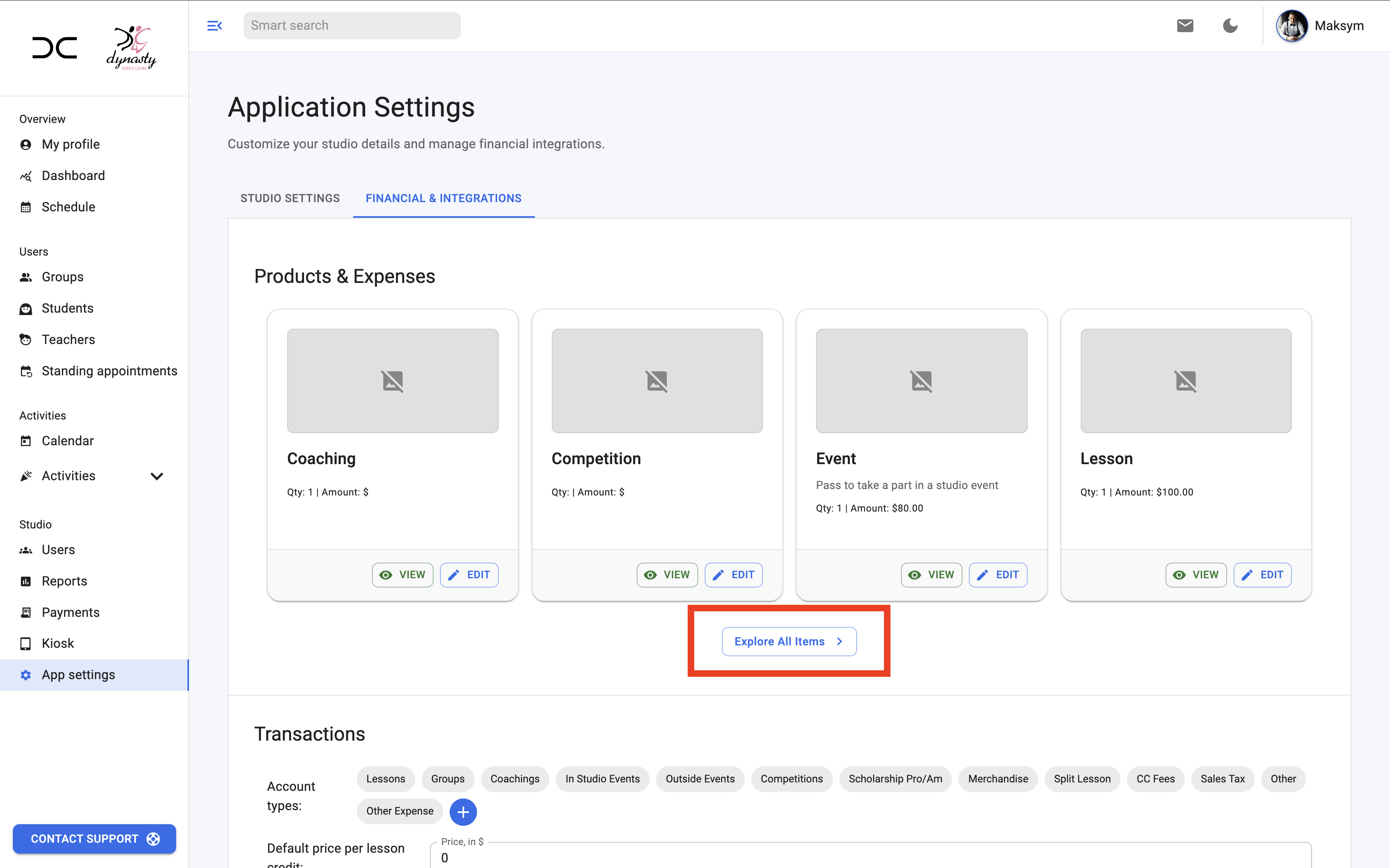 Screenshot: Explore All Button
